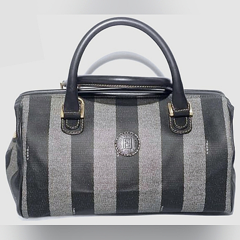 FENDI Rare! Gray/Black Pequin Bowler Bag